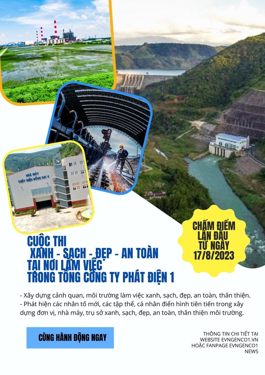 Kế hoạch liên tịch về việc tổ chức, phát động cuộc thi “Xanh - Sạch - Đẹp - An toàn tại nơi làm việc” trong Công ty Thủy điện Đại Ninh.